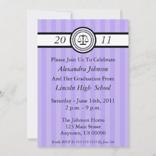 Stripes Law School Graduation Invitations (Violet)