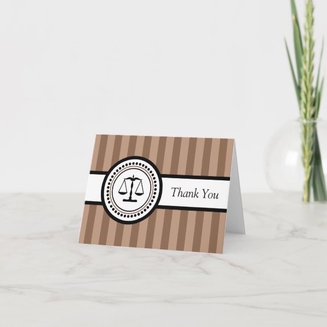 Stripes Legal Scales Thank You Card (Brown) (Front)
