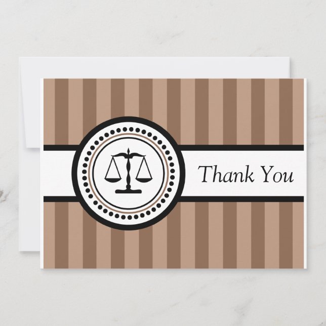 Stripes Legal Scales Thank You Card (Brown) (Front)