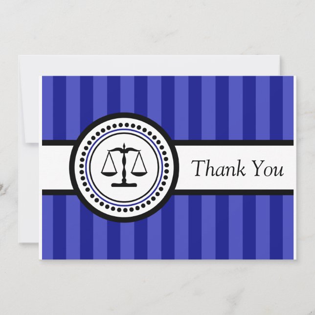 Stripes Legal Scales Thank You Card (Navy Blue) (Front)