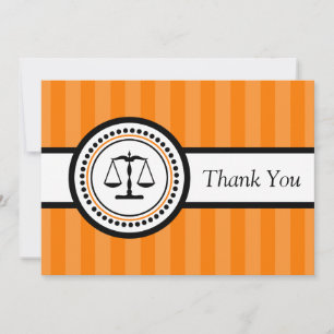 Stripes Legal Scales Thank You Card (Orange)