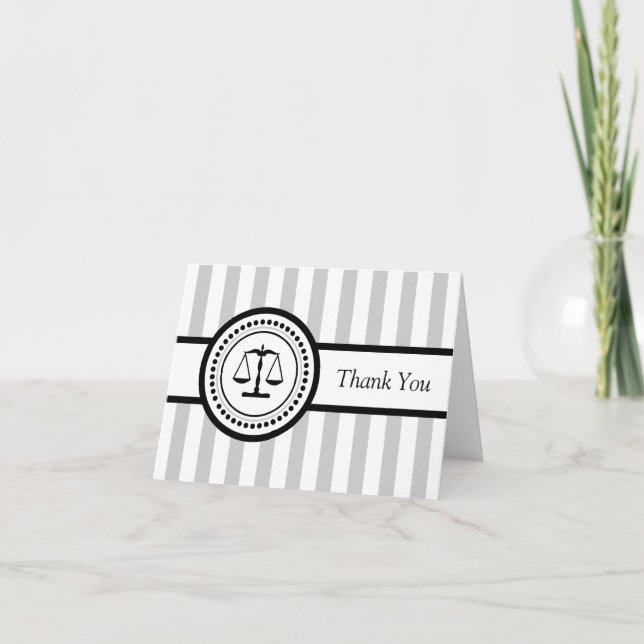 Stripes Legal Scales Thank You Card (Silver) (Front)