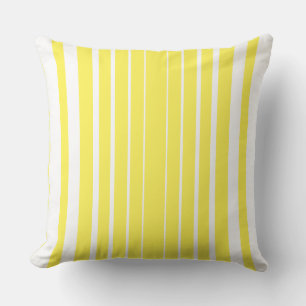 Stripes Lemon Yellow and White Throw Pillow
