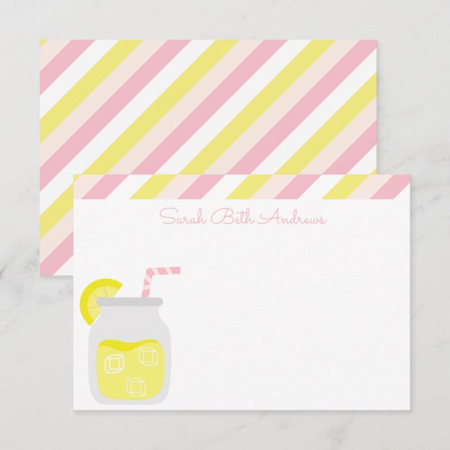 Stripes & Lemonade Personalised Note Cards (Front/Back)