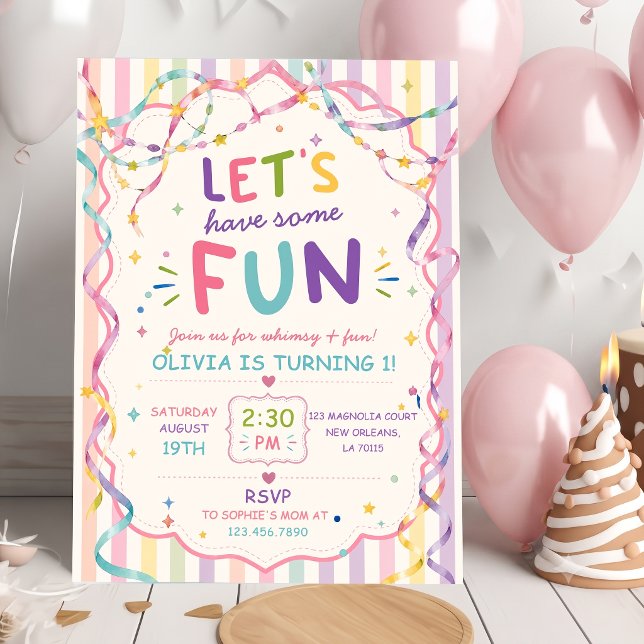  Stripes Let's Have Some Fun Colourful Birthday Invitation (Creator Uploaded)