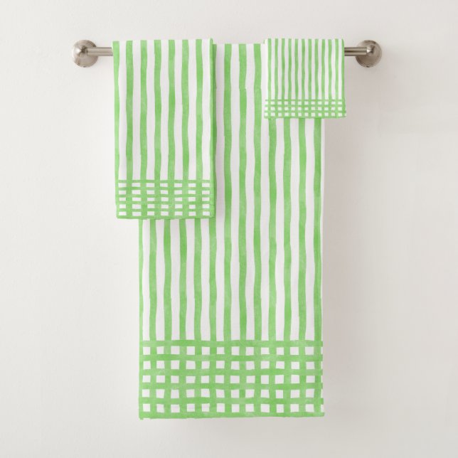 Stripes Lime Green and White Towel (Insitu)