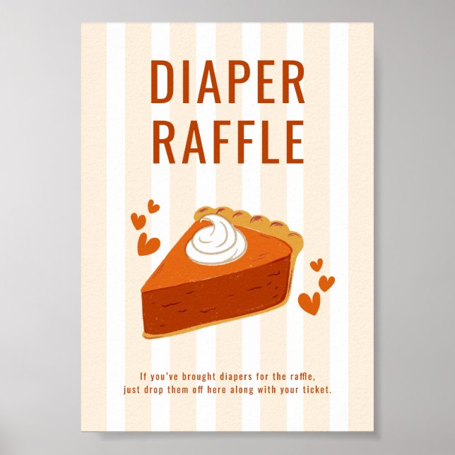 Stripes Little Cutie Pie Diaper Raffle Table Sign  (Front)