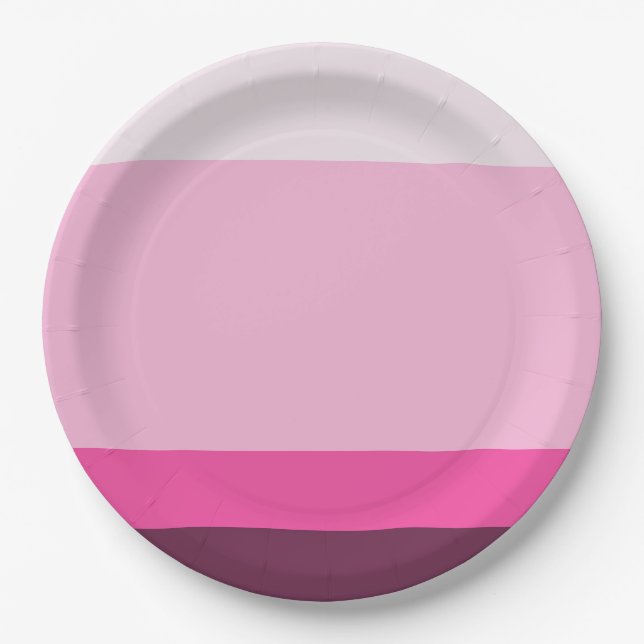 Stripes mauve pink purple: Warm Palette Paper Plate (Front)