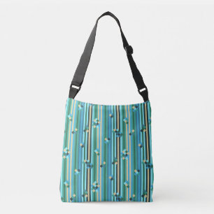 Stripes mix - green and blue crossbody bag