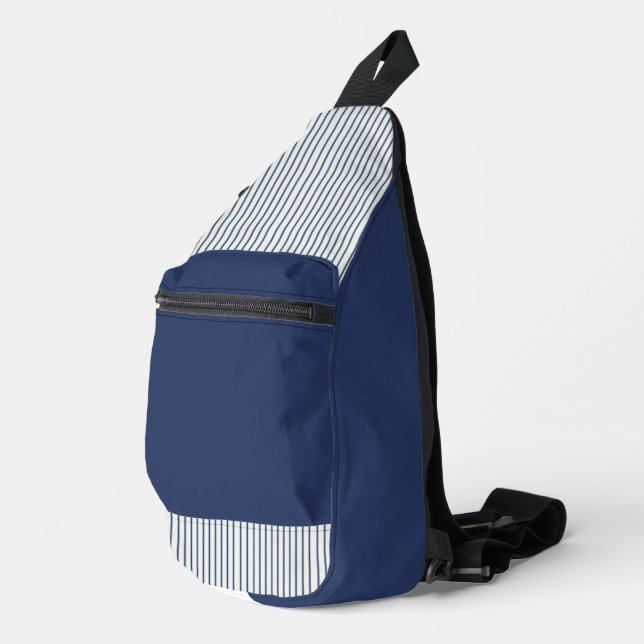 Stripes Modern Indigo Minimalist Elegance Sling Bag (Right Corner)