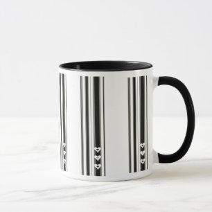 Stripes n Hearts Black Mug