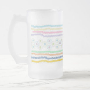 Stripes n Polkadots Frosted Glass Beer Mug
