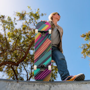stripes neon pattern skateboard