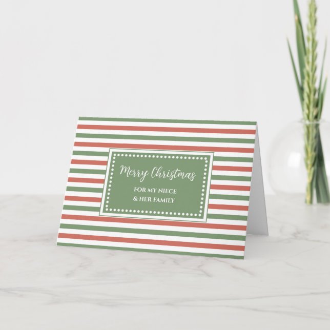Stripes Niece & Family Merry Christmas Card (Front)