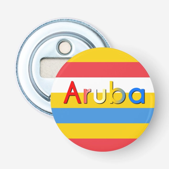 Stripes of Aruba Flag Colours Bottle Opener (Front)