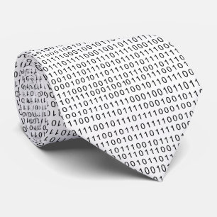 Stripes of black white one zero binary tie