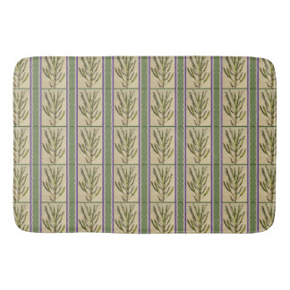Stripes of Kalanchoes on Moss Green Bath Mat