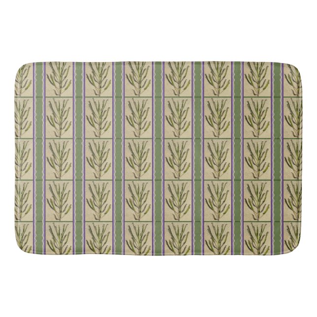 Stripes of Kalanchoes on Moss Green Bath Mat (Front)