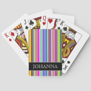 Stripes of Various Colours + Custom Name Playing Cards