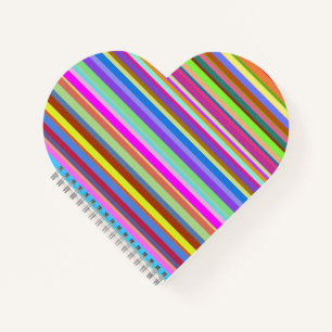 Stripes of Various Colours Heart Shaped Notebook