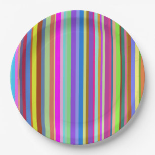 Stripes of Various Colours Paper Plate