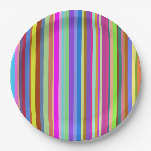 Stripes of Various Colours Paper Plate (Front)
