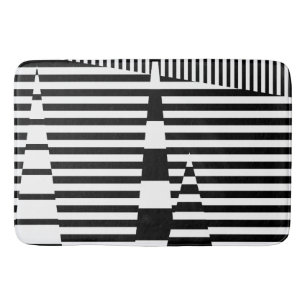 Stripes on Stripes in Black and White Bath Mat
