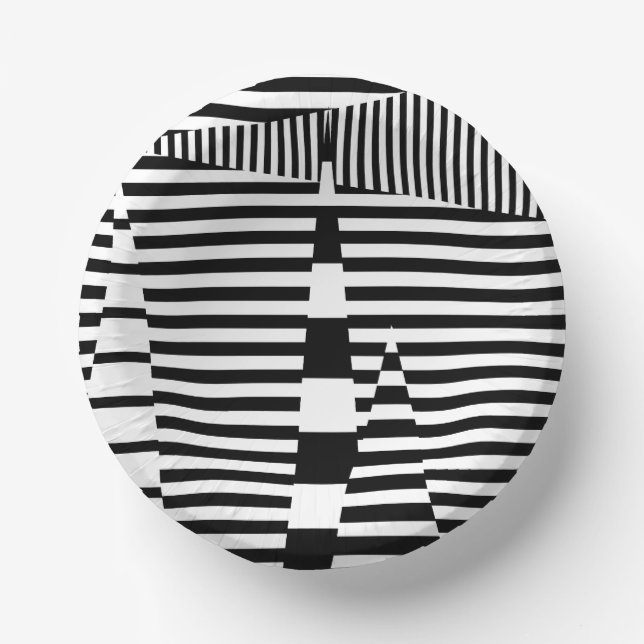 Stripes on Stripes in Black and White Paper Plate (Front)