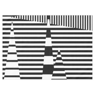 Stripes on Stripes in Black and White Tablecloth