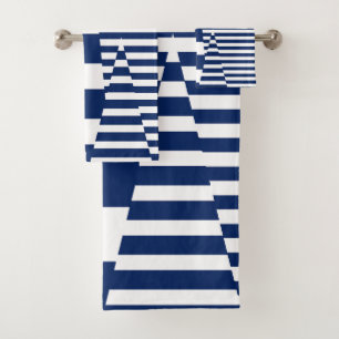 Stripes on Stripes in Blue and White Bath Towel Set