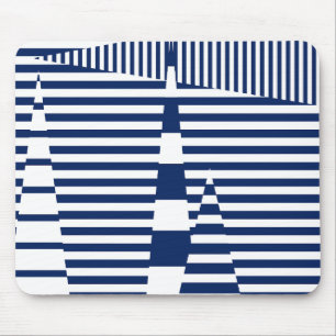 Stripes on Stripes in Blue and White Mouse Mat