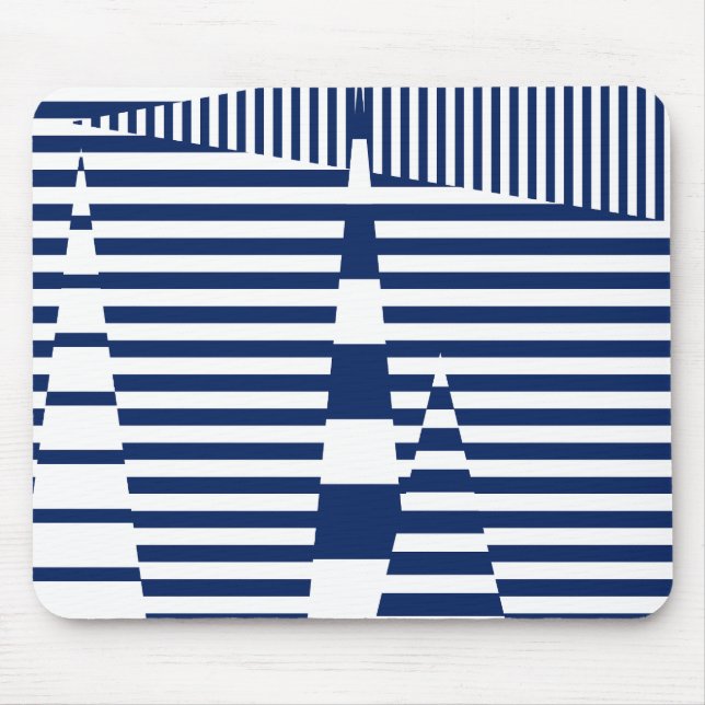 Stripes on Stripes in Blue and White Mouse Mat (Front)