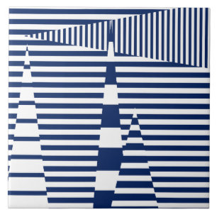 Stripes on Stripes in Blue and White Tile