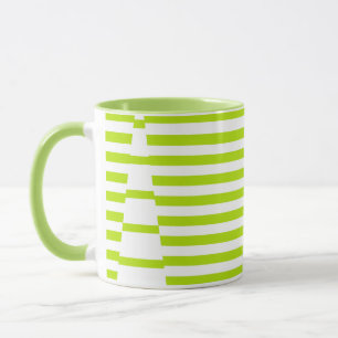 Stripes on Stripes - Lime Green and White  Mug