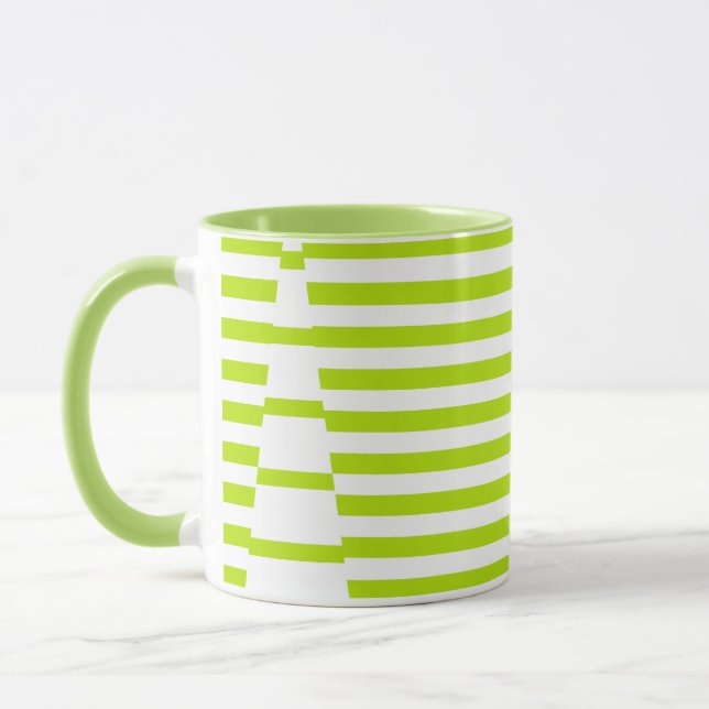 Stripes on Stripes - Lime Green and White  Mug (Left)