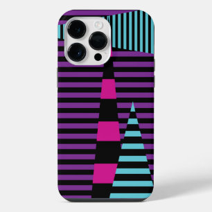 Stripes on Stripes - Pink, Purple, Blue and Black iPhone 14 Pro Max Case