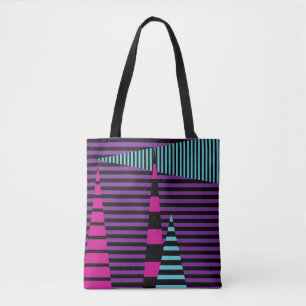 Stripes on Stripes - Pink, Purple, Blue and Black Tote Bag