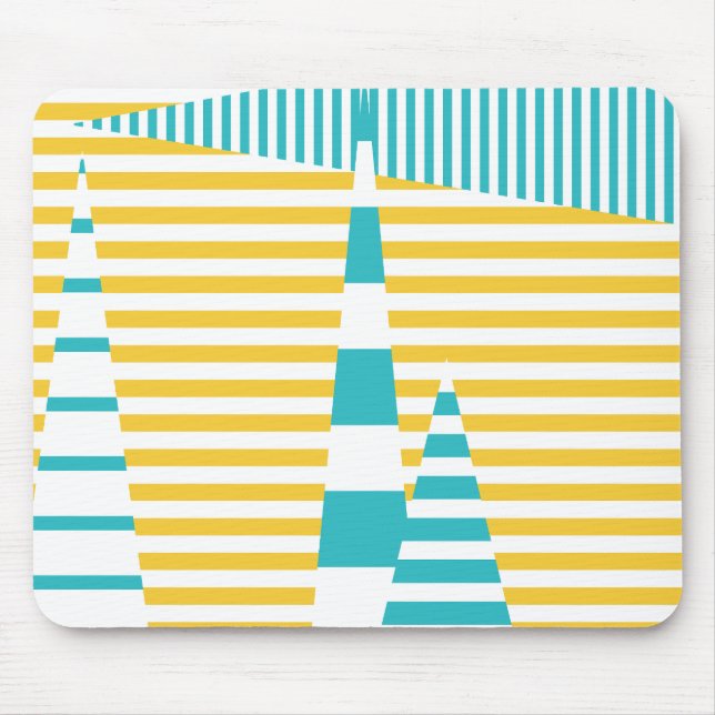 Stripes on Stripes - Turquoise and Yellow  Mouse Mat (Front)