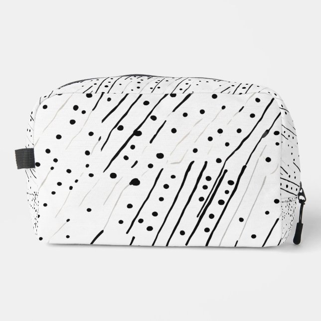 Stripes or polka dots black, white, grey pattern  dopp kit (Front)