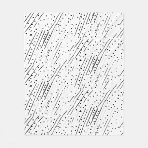 Stripes or polka dots black, white, grey pattern fleece blanket