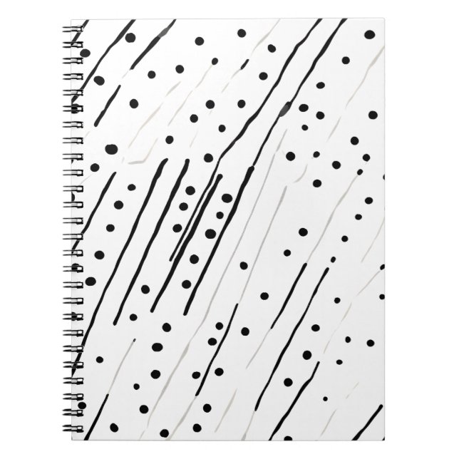 Stripes or polka dots black, white, grey pattern notebook (Front)