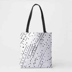 Stripes or polka dots black, white, grey pattern tote bag