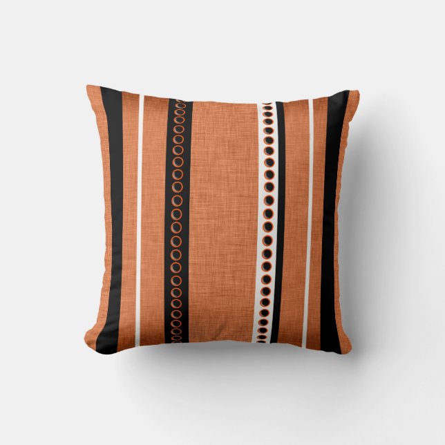Stripes orange black white cushion (Front)
