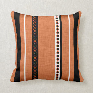 Stripes orange black white cushion