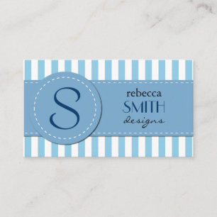 Stripes (Parallel Lines) - White Blue Business Card