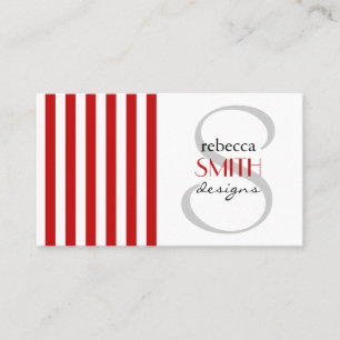 Stripes (Parallel Lines) - White Red Business Card