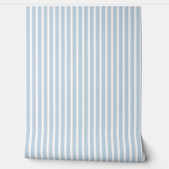Stripes Pastel Blue and White Wallpaper (Unrolling)