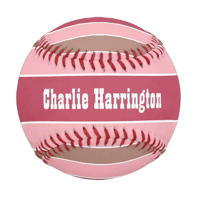 Stripes Pattern custom monogram baseball (Front)