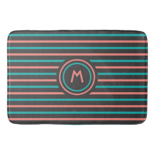 Stripes Pattern custom monogram bath mats