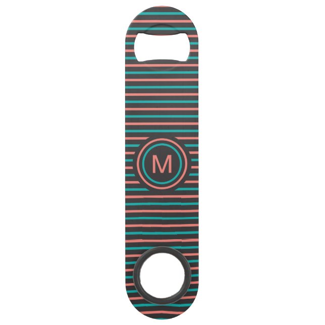 Stripes Pattern Custom Monogram bottle opener (Back)